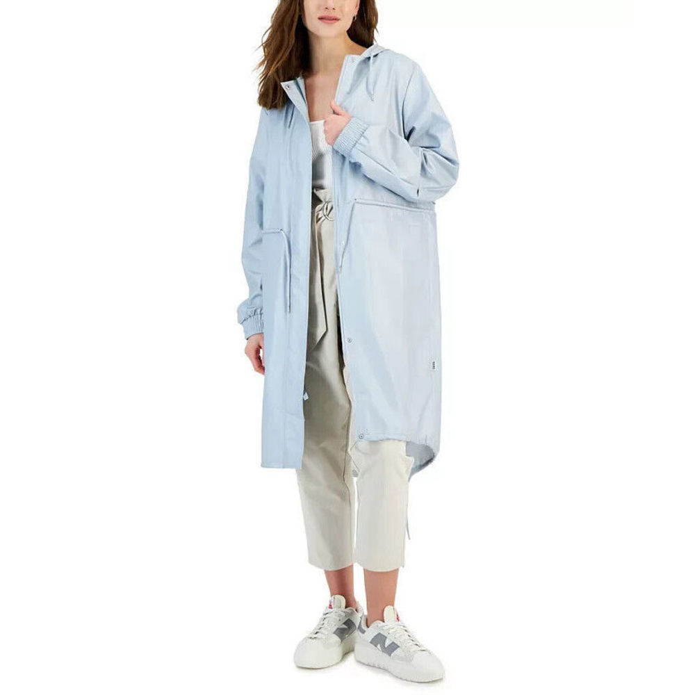 Rains Women's String Hooded Drawstring-Waist Parka Size Large L - Picture 2 of 4